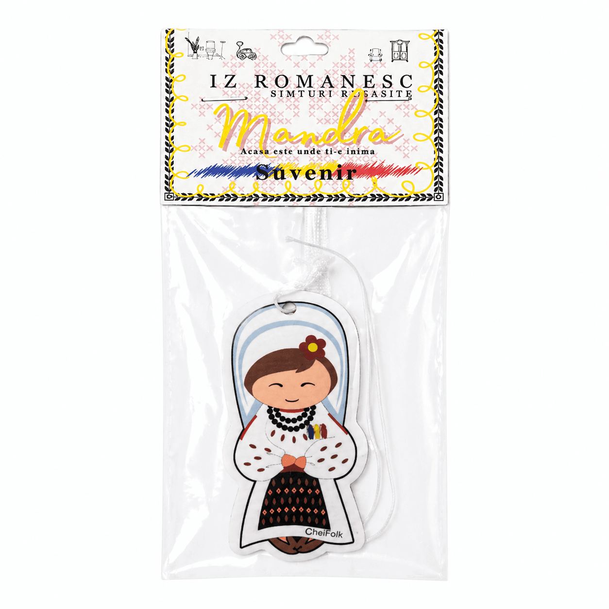 Odorizant auto Iz Românesc Mândră CheiFolk ambalat