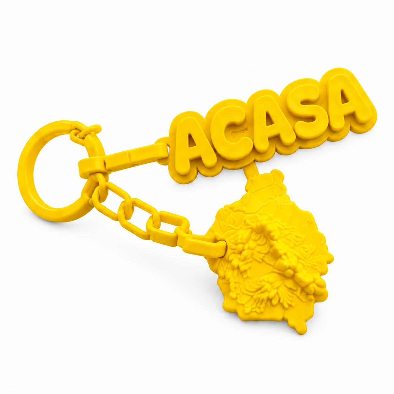 Breloc ACASA galben cu pandantiv harta Romaniei cu relief