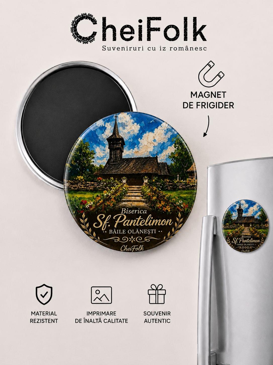 Magnet  de frigider -Băile Olănești  Biserica si natura stațiunii 