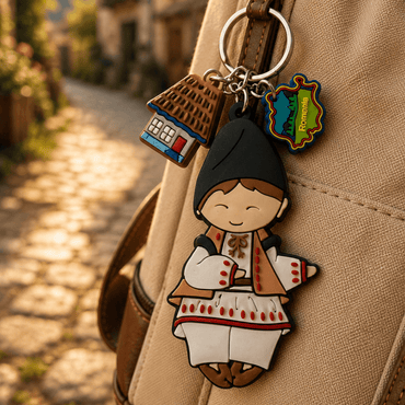 Breloc Flăcău CheiFolk inspirat din portul popular românesc