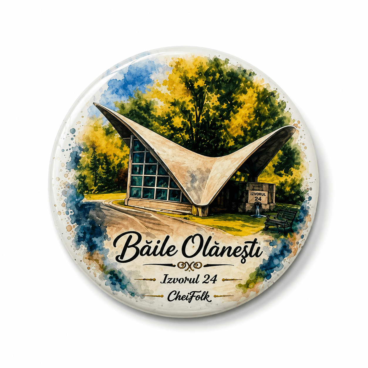 Magnet turistic Băile Olănești CheiFolk suvenir românesc