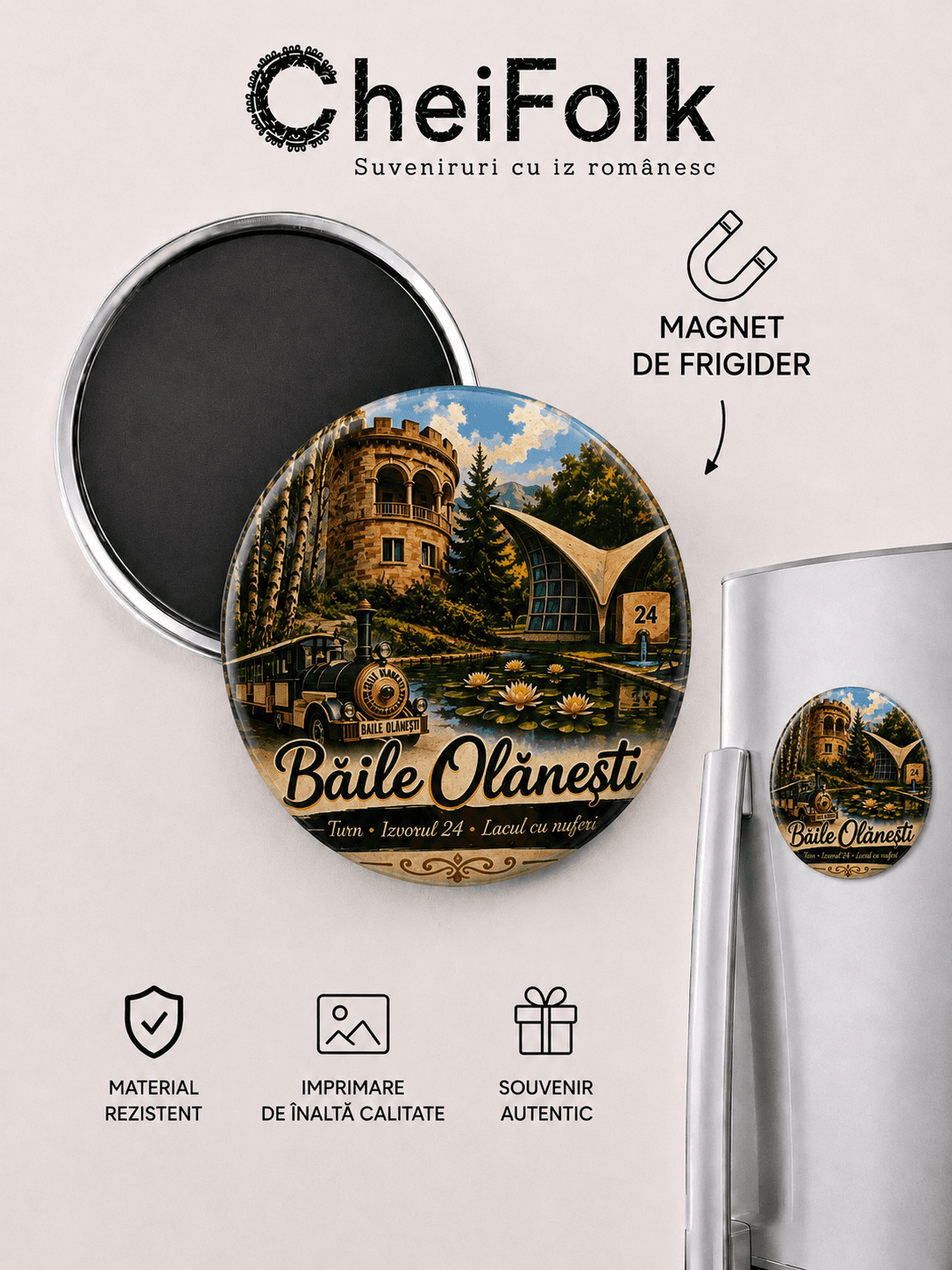 Detaliu magnet Băile Olănești 58 mm